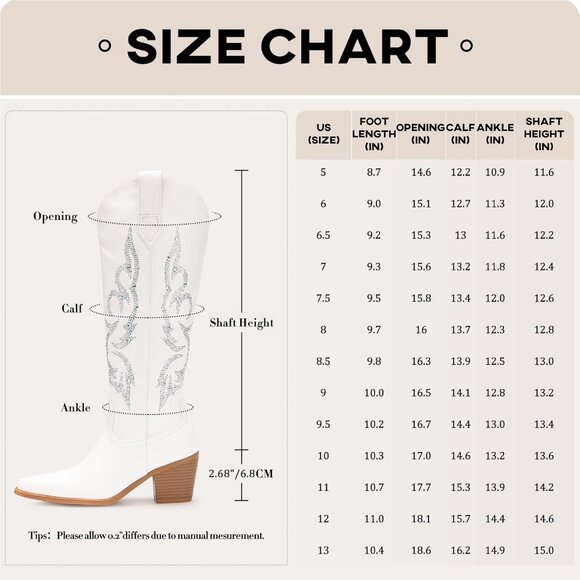 Women's White Cowboy for Wide High Calf Rhinestone Knee Western Tall Boots - Picture 4 of 7